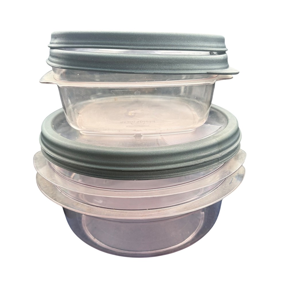 Rubbermaid StainShield Food Storage Containers Set of 3 Grey Lids 4.2 and 6.3